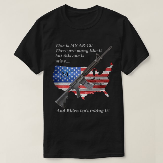 Camiseta Não será violada a American Flag My AR15 DK (Frente do Design)