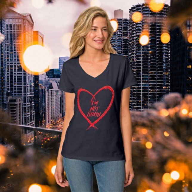 Camiseta Não sinto muito, coração de giz vermelho caligráfi (Criador carregado)