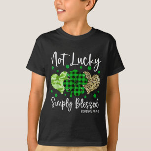 Camiseta Não sortudo Simplesmente Abençoado Trevos Cristãos