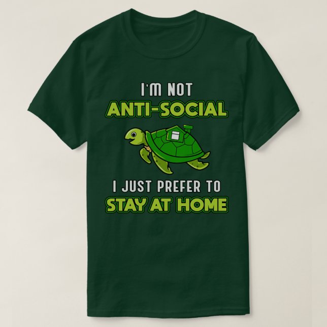 Camiseta Não Sou Antisocial Tartaruga Sobre Tartaruga Mar (Frente do Design)