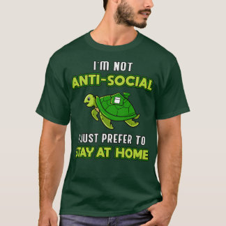 Camiseta Não Sou Antisocial Tartaruga Sobre Tartaruga Mar