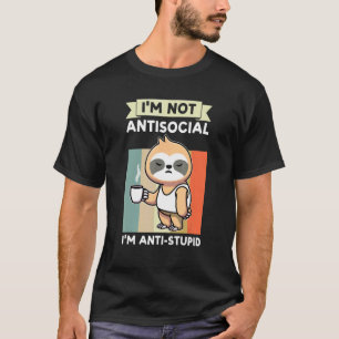 Camiseta Não sou antissocial sou anti preguiça de bicho pre