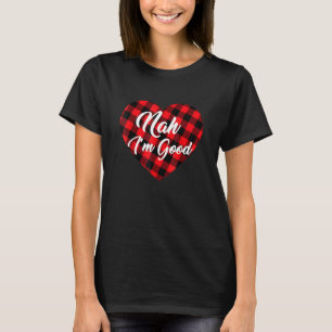Camiseta Não, sou bom coração, Xadrez vermelha, adulto engr