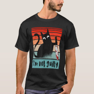 Camiseta Não sou culpado Gato inocente com faca Engraçado O
