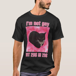 Camiseta Não sou gay, mas 20$ é meme de gato de 20$