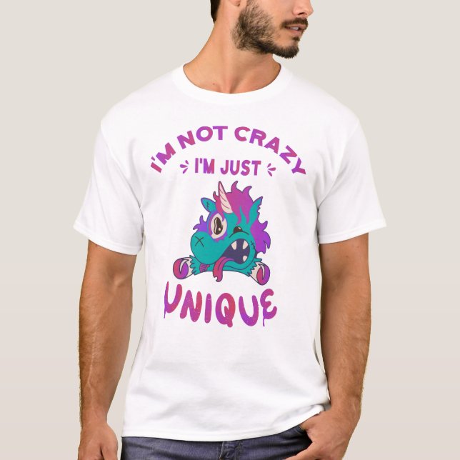 Camiseta Não sou louco, sou único, Mad Unicorn (Frente)