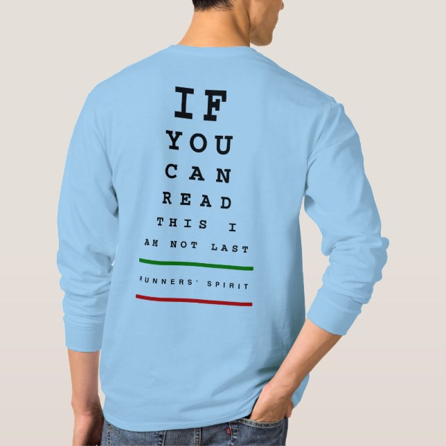 Camiseta Não sou o último gráfico de olhos - LS Sport-Tek R (Verso)