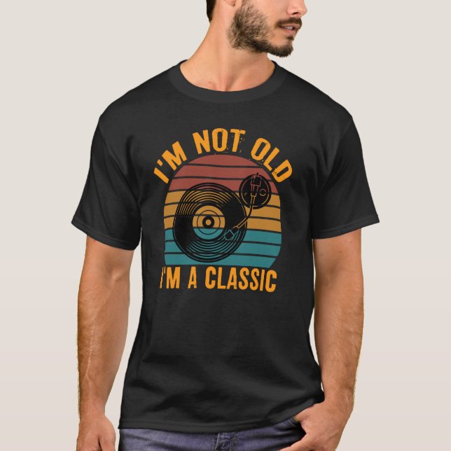 Camiseta Não sou o velho e engraçado registro de vinil clás (Frente)