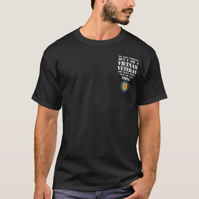 Camiseta Não Sou Perfeito, Mas Sou A Medalha Veterana Vietn (Frente)
