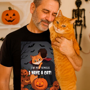 Camiseta Não sou Solteiro de ter um gato   Gato Sarcástico 