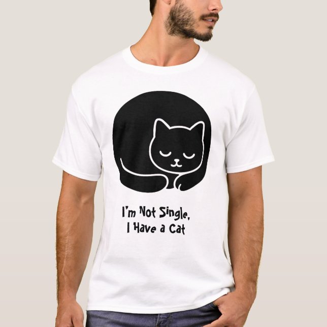 Camiseta Não sou Solteiro, tenho um gato (Frente)