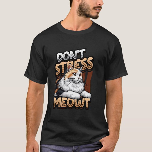 Camiseta Não Stress Meowt Gato Preguiçoso (Frente)