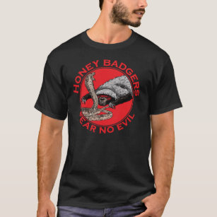 Camiseta Não teme Mau Badass Mel Badger Red Animal Art