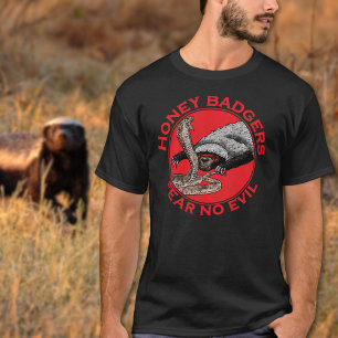 Camiseta Não Tenha Medo do Texugo Mel Malvado Animal Vermel