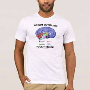 Camiseta Não terceirizar seu pensamento (Anatomia cerebral