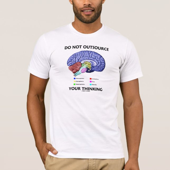 Camiseta Não terceirizar seu pensamento (Anatomia cerebral) (Frente)