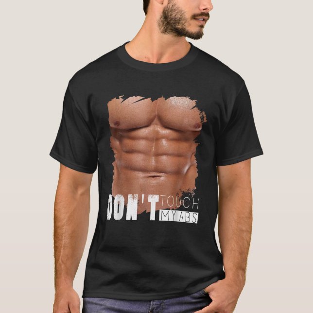 Camiseta Não toques no meu abdominal, falso, cortado seis p (Frente)