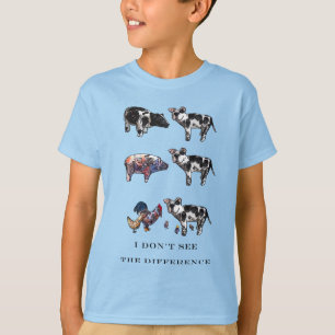 Camiseta Não vejo a diferença, animais de fazenda
