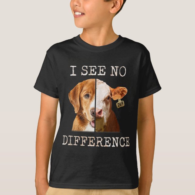 Camiseta Não Vejo Diferença De Vaca E Cão De Vegão Vegetari (Frente)