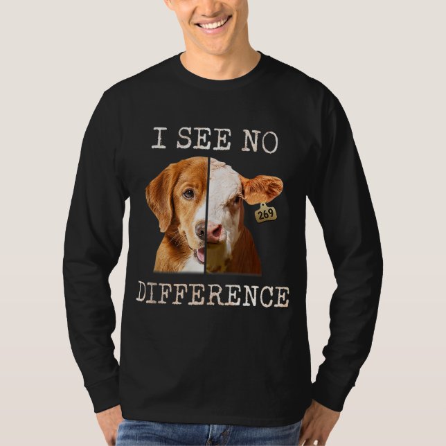 Camiseta Não Vejo Diferença De Vaca E Cão De Vegão Vegetari (Frente)