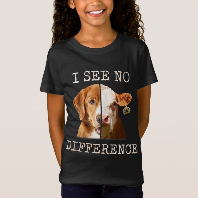 Camiseta Não Vejo Diferença De Vaca E Cão De Vegão Vegetari (Frente)