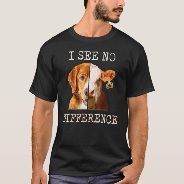 Camiseta Não Vejo Diferença De Vaca E Cão De Vegão Vegetari (Frente)
