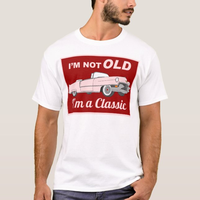 Camiseta Nao velho mas clássico - rosa (Frente)