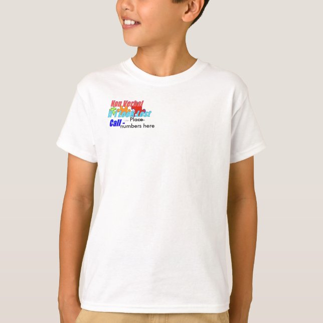 Camiseta Não verbal, autístico, Aspergers, autismo, ASD (Frente)