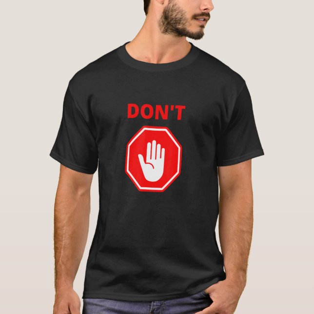 Camiseta Não Vermelho Parar Sinal de Mão (Frente)