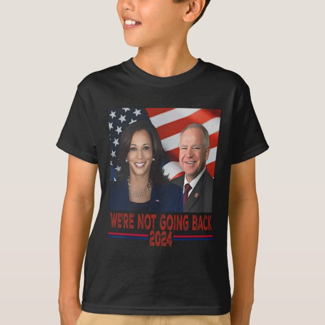 Camiseta Não Voltando para Kamala Harris Tim Walz (Frente)