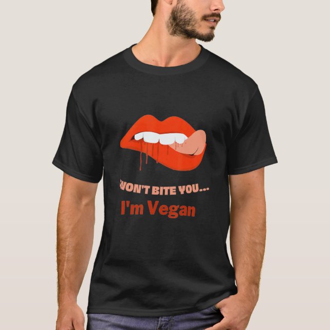Camiseta Não Vou Te Morder  Eu Sou Vegano (Frente)
