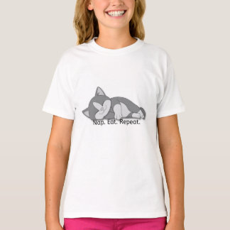 Camiseta Nap Eat Repeat – Gráfico de Gato Adormeci