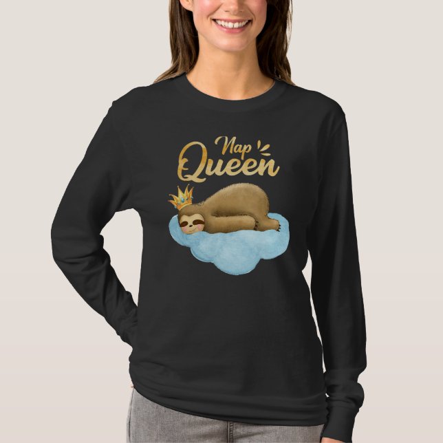 Camiseta Nap Queen Sloth Com Coroa De Lama (Frente)