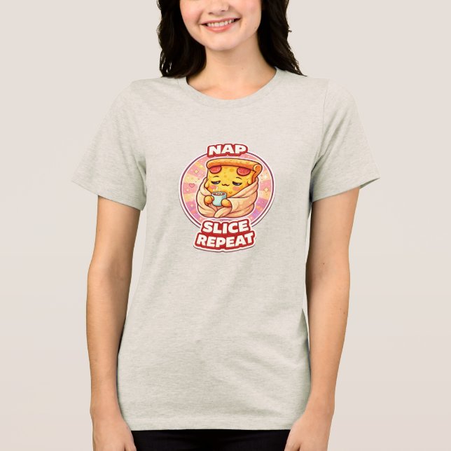 Camiseta Nap Slice Repeat Pizza – Roupas Kawaii Ac (Frente)