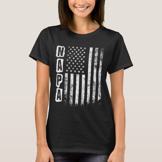 Camiseta Napa Dia de os pais Americana Bandeira 4 De Julho (Frente)