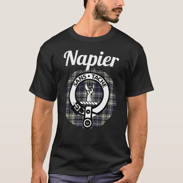 Camiseta Napier Clan Scottish Name Casaco De Arms Tartan (Frente)