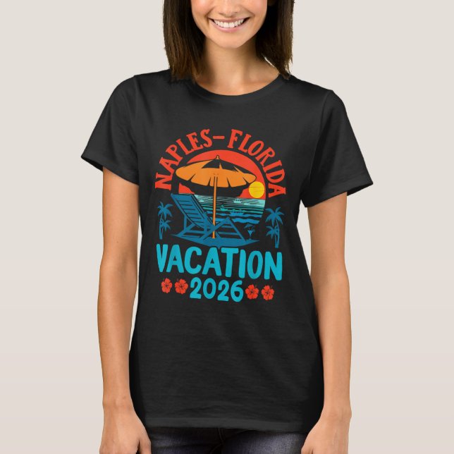 Camiseta Naples Florida 2026 Family Vacation Beach Summer V (Frente)