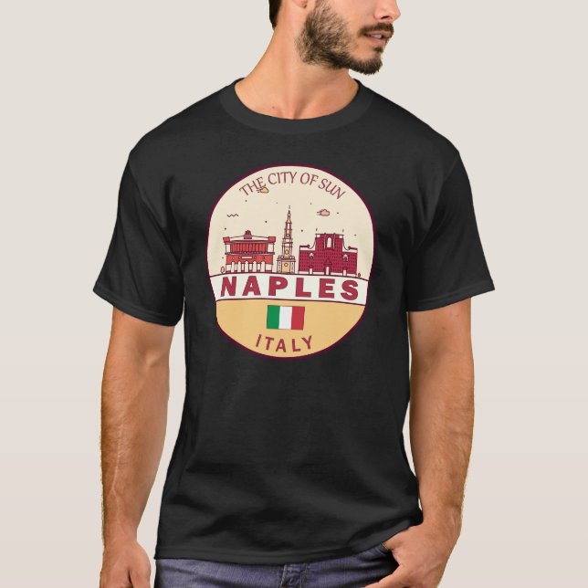 Camiseta Nápoles Itália Cidade Skyline Emblem (Frente)