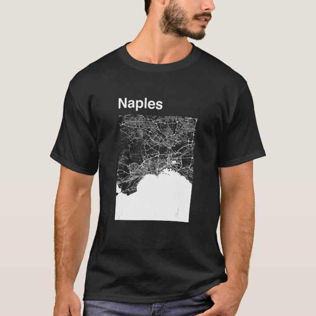 Camiseta Nápoles Itália - Mapa Gráfico de Cidade Clássica (Frente)