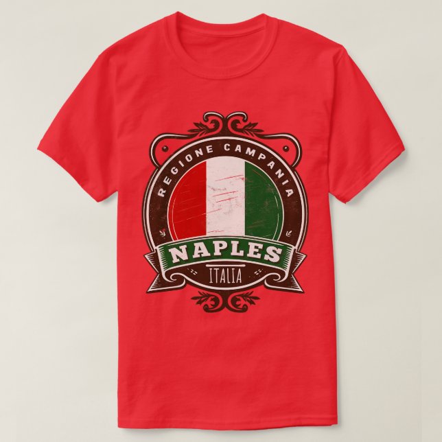 Camiseta Nápoles Itália Retro Região Italiana Design (Frente do Design)
