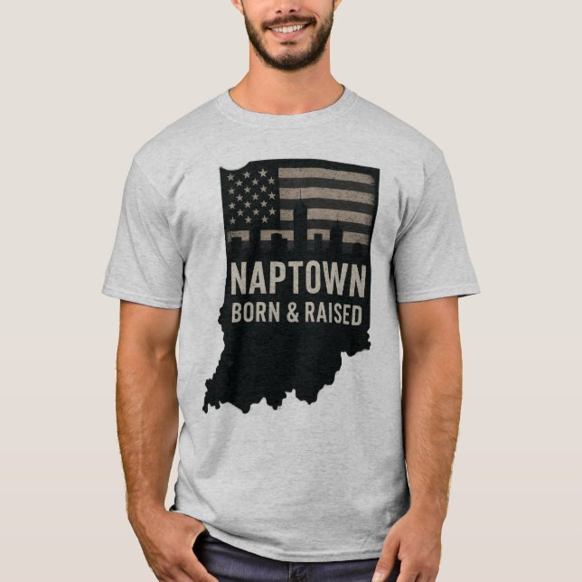 Camiseta Naptown Indiana Nascer e Raised Tee (Frente)