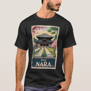 Camiseta Nara Japão Ilustração Viagem Arte Vintage