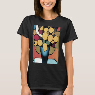 Camiseta Narcisos Amarelos Em Um Vaso Azul Estilo Geométric
