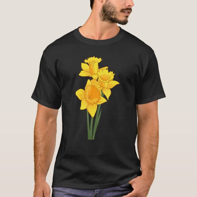 Camiseta Narcisos Flores Estilo Floral Primavera Páscoa Jar (Frente)