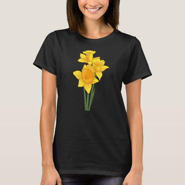 Camiseta Narcisos Flores Estilo Floral Primavera Páscoa Jar (Frente)
