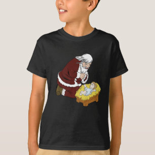 Camiseta Narrando Papai Noel Com O Bebê Jesus T- Natal