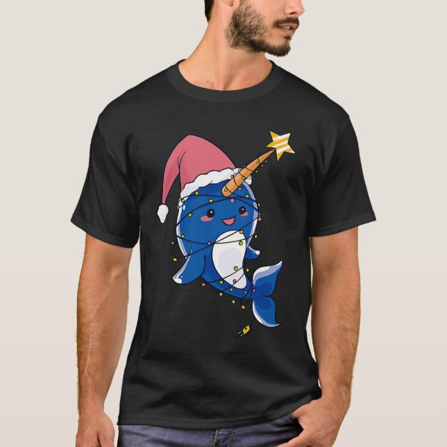Camiseta Narval de Natal Bebê. Narval de Natal Beluga B (Frente)