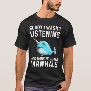 Camiseta Narval Para Homens Mulheres Mar Baleia Peixe Ocean