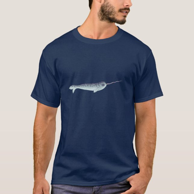 Camiseta Narwhal branco e cinzento bonito com presa (Frente)