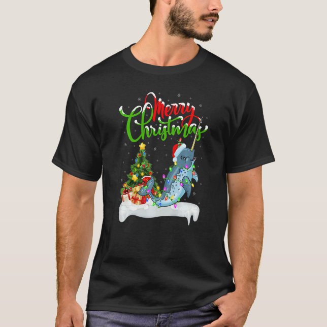 Camiseta Narwhal Fish  Xmas Decorations Santa Narwhal Chris (Frente)